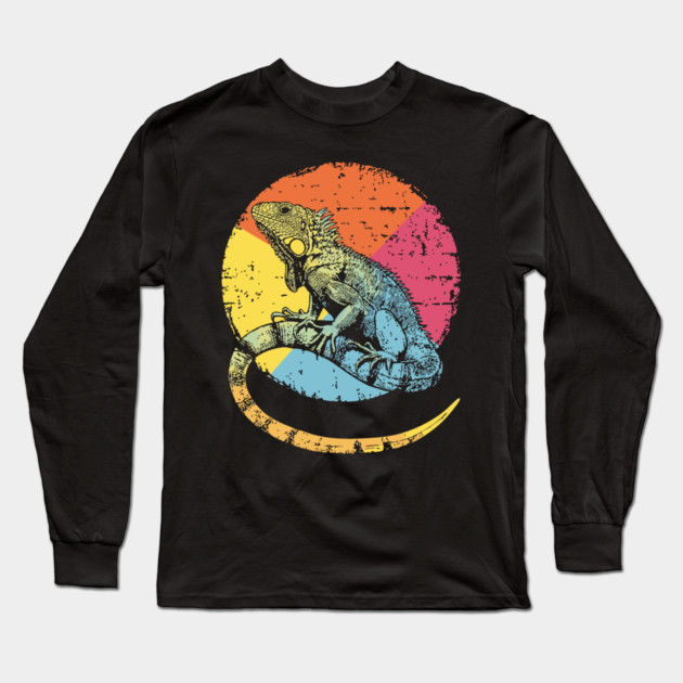 Artistic Iguana Retro Pop Art | Circle Lizard Design Long Sleeve T-Shirt by TuncGK