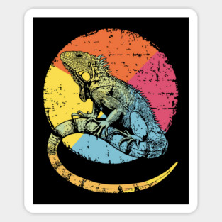 Artistic Iguana Retro Pop Art | Circle Lizard Design Sticker