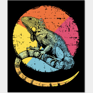 Artistic Iguana Retro Pop Art | Circle Lizard Design Posters and Art