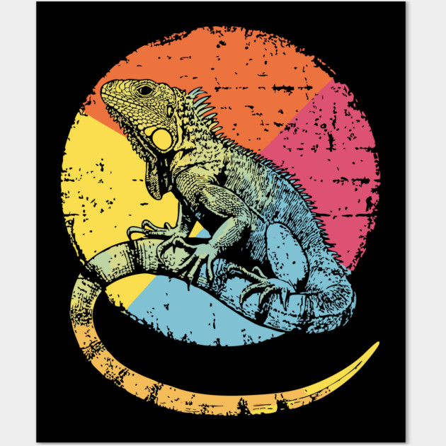 Artistic Iguana Retro Pop Art | Circle Lizard Design Wall Art by TuncGK