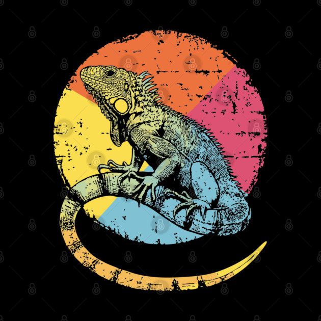 Artistic Iguana Retro Pop Art | Circle Lizard Design by TuncGK