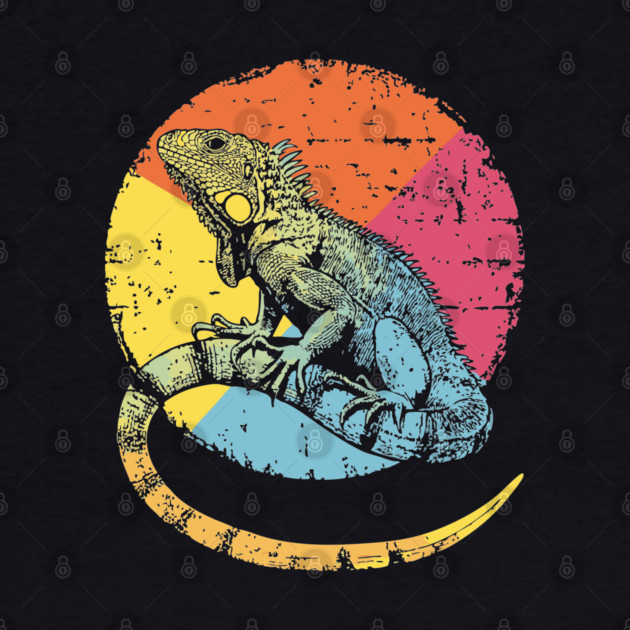 Artistic Iguana Retro Pop Art | Circle Lizard Design by TuncGK
