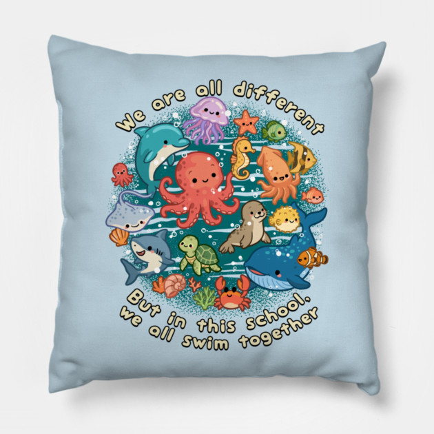 We All Swim Together Pillow by GoshWow®