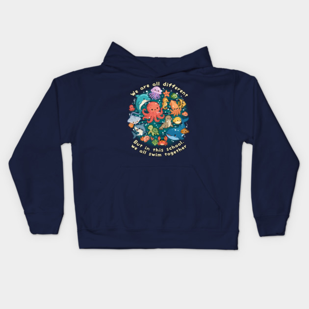 We All Swim Together Kids Hoodie by GoshWow®