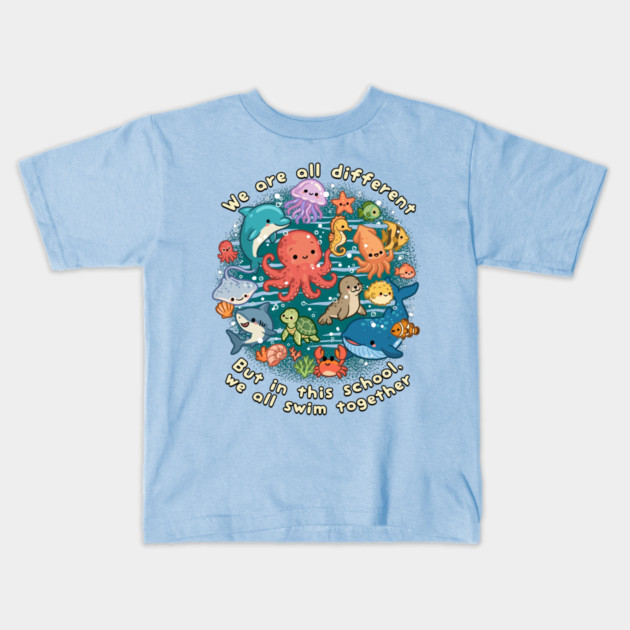 We All Swim Together Kids T-Shirt by GoshWow®
