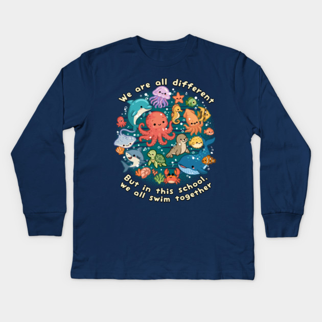 We All Swim Together Kids Long Sleeve T-Shirt by GoshWow®
