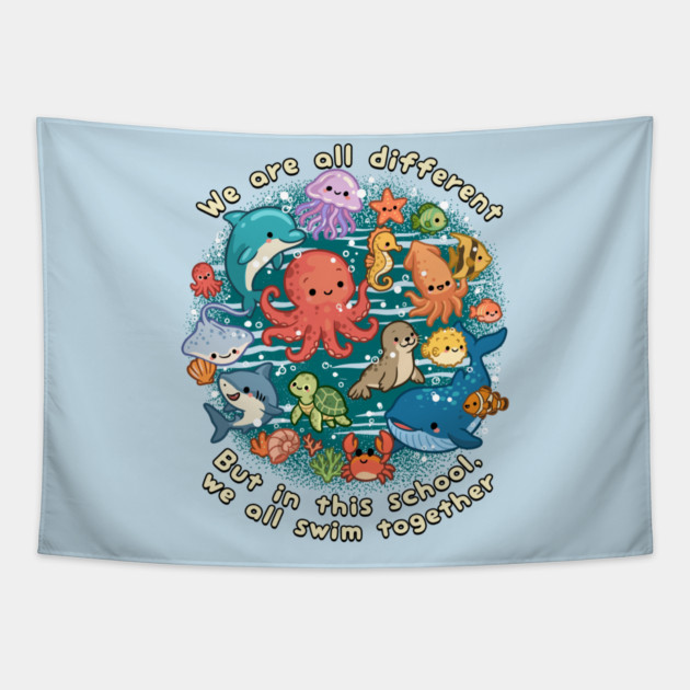 We All Swim Together Tapestry by GoshWow®