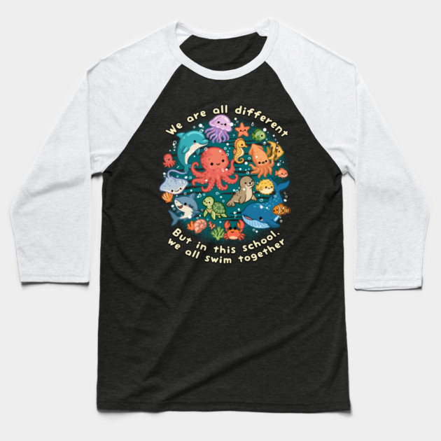 We All Swim Together Baseball T-Shirt by GoshWow®