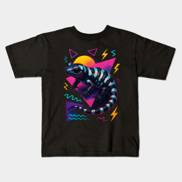 Retro Neon Marbled Salamander Kids T-Shirt by Reptiq's Store