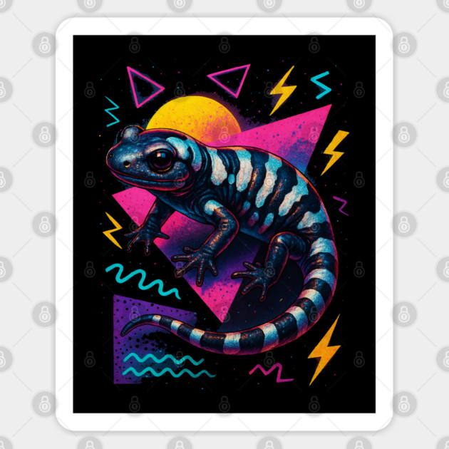 Retro Neon Marbled Salamander Sticker by Reptiq's Store