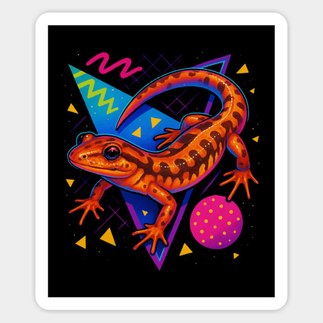 Retro Neon Southern Two-lined Salamander Magnet by Reptiq's Store