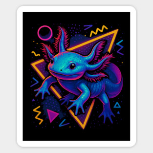 Retro Neon Axolotl Sticker