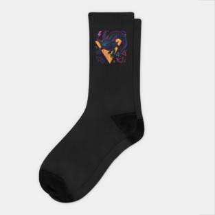 Retro Neon Black Axolotl Socks