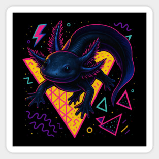 Retro Neon Black Axolotl Sticker