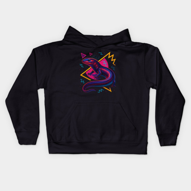 Retro Neon Amphiuma Kids Hoodie by Reptiq's Store