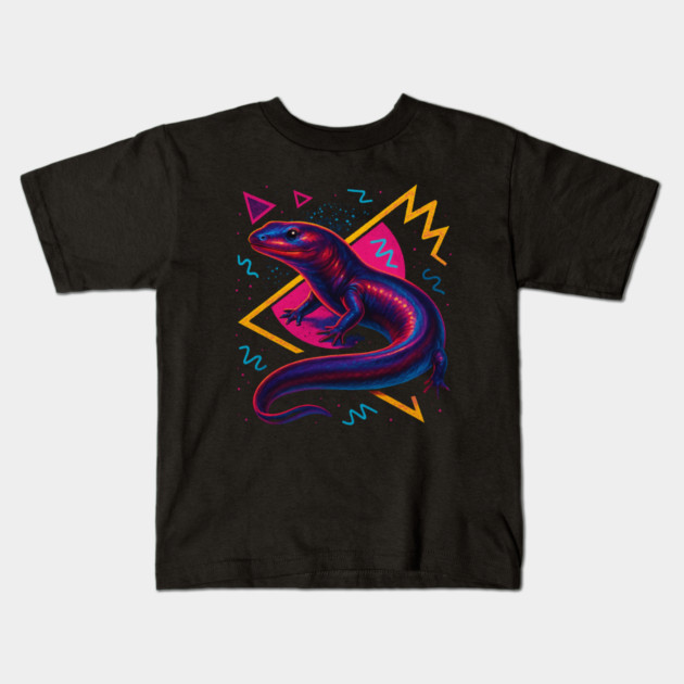 Retro Neon Amphiuma Kids T-Shirt by Reptiq's Store