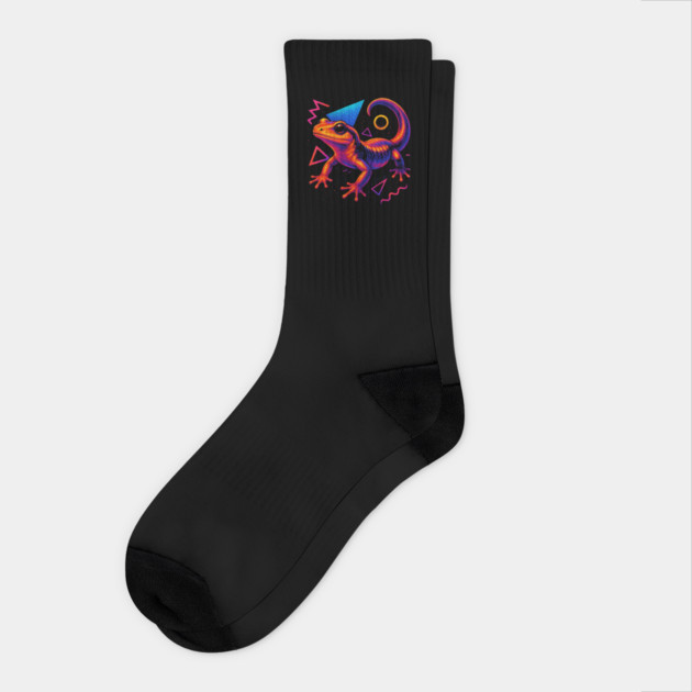 Retro Neon Ensatina Salamander Socks by Reptiq's Store