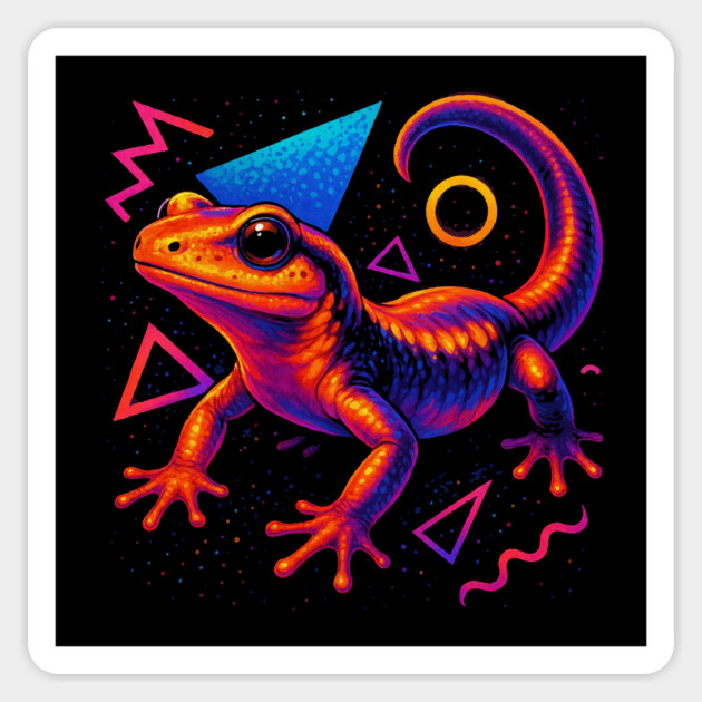 Retro Neon Ensatina Salamander Magnet by Reptiq's Store