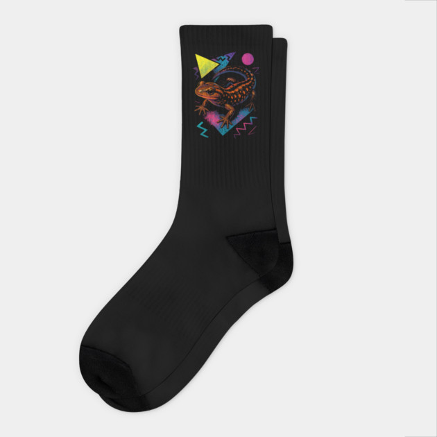 Retro Neon Dusky Salamander Socks by Reptiq's Store