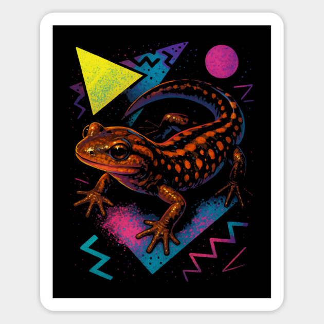 Retro Neon Dusky Salamander Magnet by Reptiq's Store