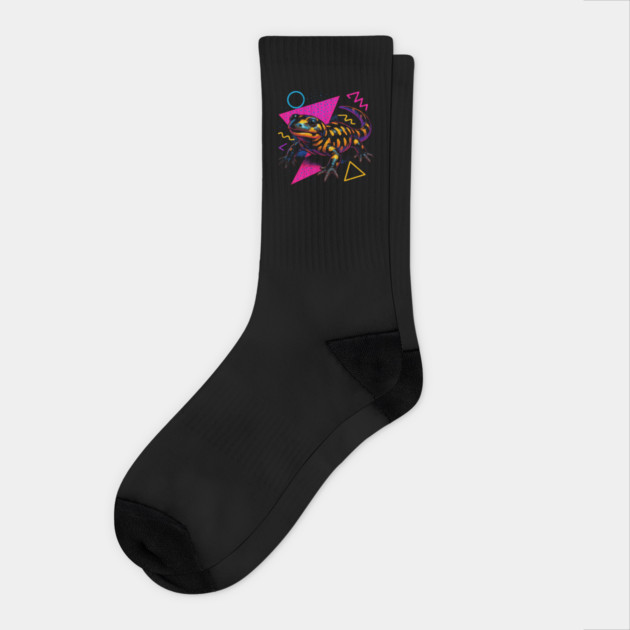 Retro Neon Tiger Salamander Socks by Reptiq's Store