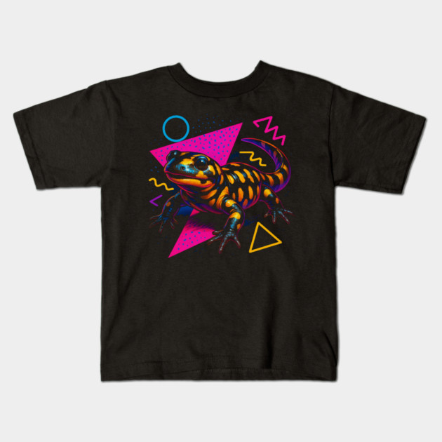 Retro Neon Tiger Salamander Kids T-Shirt by Reptiq's Store