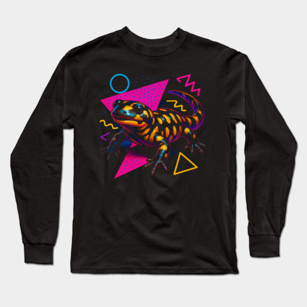 Retro Neon Tiger Salamander Long Sleeve T-Shirt by Reptiq's Store