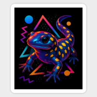 Retro Neon Spotted Salamander Magnet