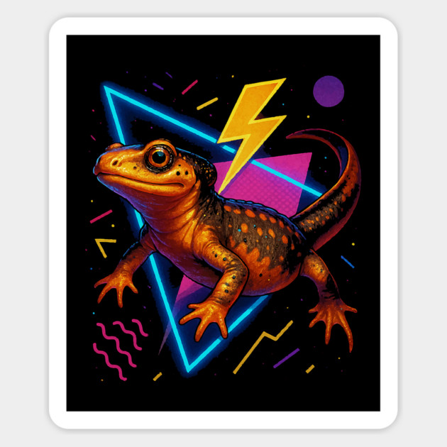 Retro Neon Spanish Ribbed Newt Magnet by Reptiq's Store