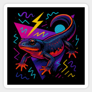 Retro Neon Paddle-tail Newt Sticker