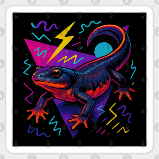 Retro Neon Paddle-tail Newt Sticker by Reptiq's Store