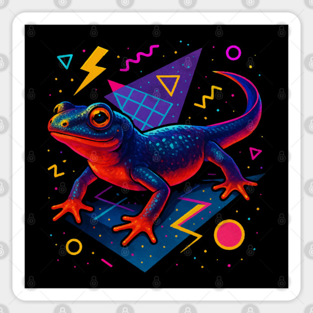 Retro Neon Fire Bellied Newt Sticker by Reptiq's Store