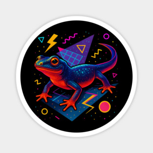Retro Neon Fire Bellied Newt Magnet