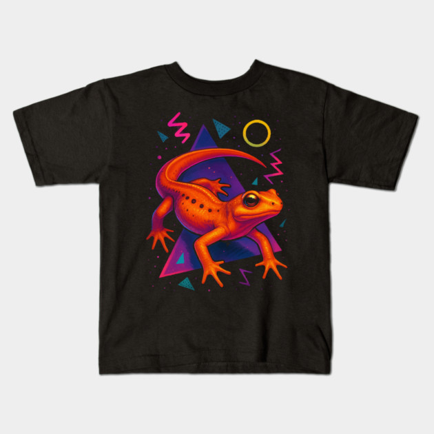 Retro Neon Eastern Newt Kids T-Shirt by Reptiq's Store