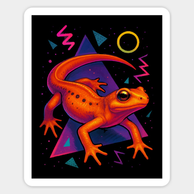 Retro Neon Eastern Newt Magnet by Reptiq's Store