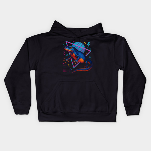 Retro Neon Alpine Newt Kids Hoodie by Reptiq's Store