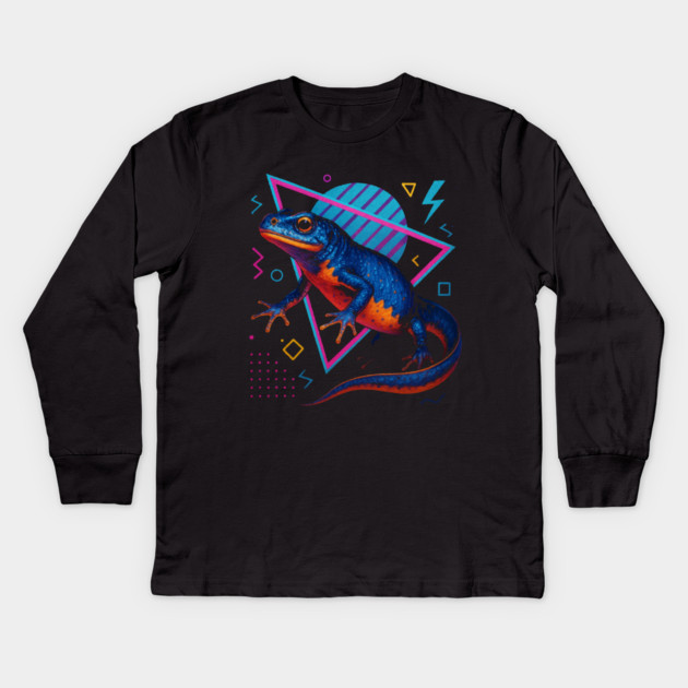 Retro Neon Alpine Newt Kids Long Sleeve T-Shirt by Reptiq's Store