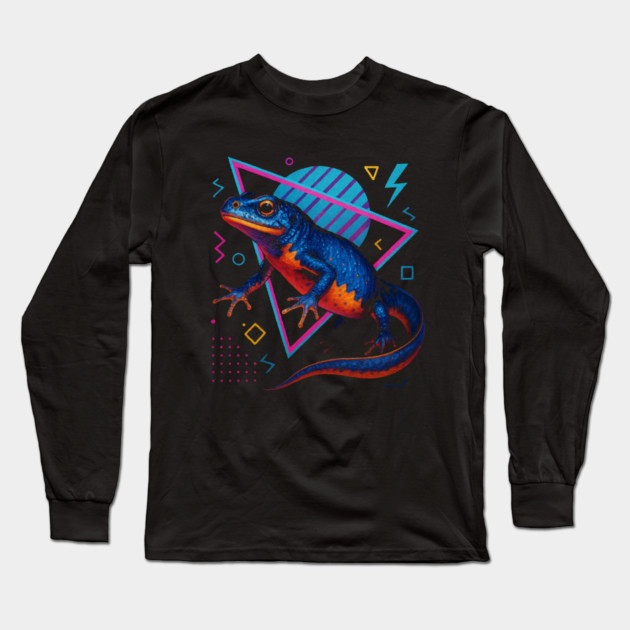 Retro Neon Alpine Newt Long Sleeve T-Shirt by Reptiq's Store
