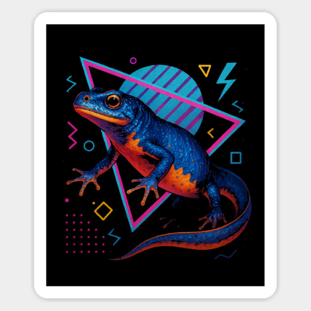 Retro Neon Alpine Newt Magnet by Reptiq's Store