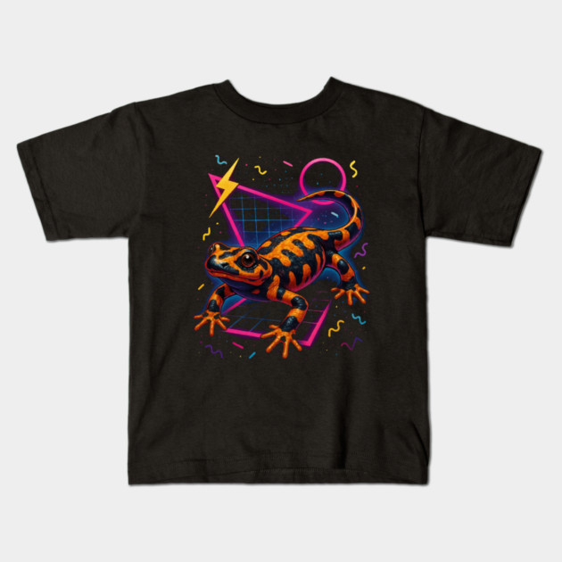 Retro Neon Iranian Kaiser Newt Kids T-Shirt by Reptiq's Store