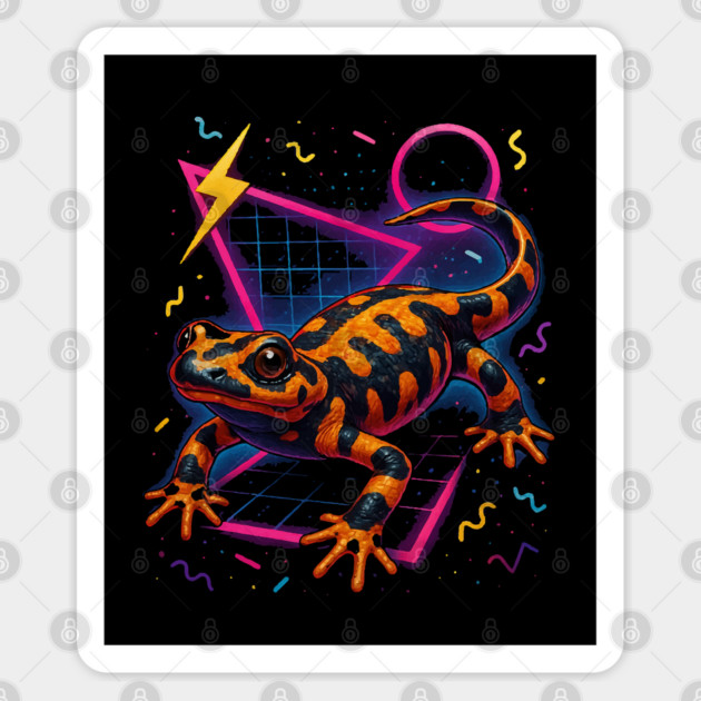 Retro Neon Iranian Kaiser Newt Sticker by Reptiq's Store