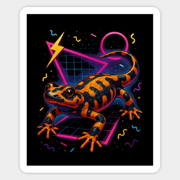 Retro Neon Iranian Kaiser Newt Magnet by Reptiq's Store