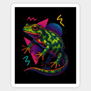 Retro Neon Marbled Newt Sticker