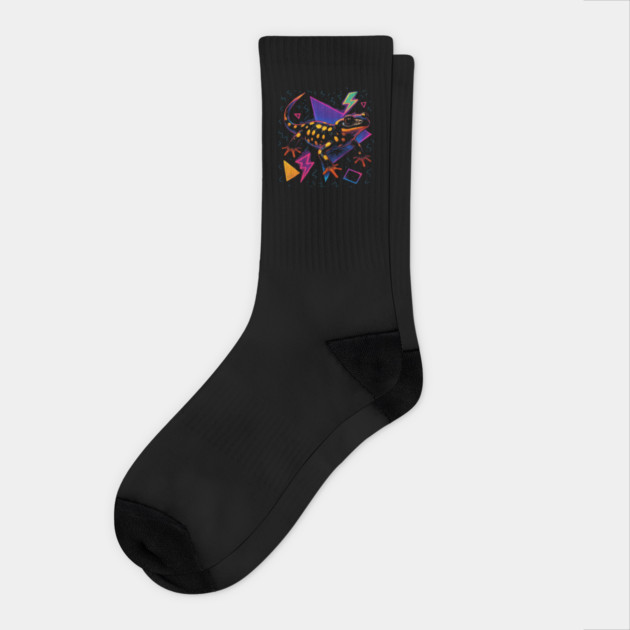 Retro Neon Lake Urmia Newt Socks by Reptiq's Store