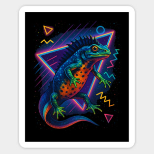 Retro Neon Crested Newt Magnet