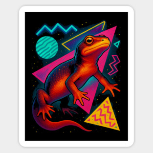 Retro Neon Rough-skinned Newt Sticker