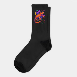Retro Neon Red Eft Socks