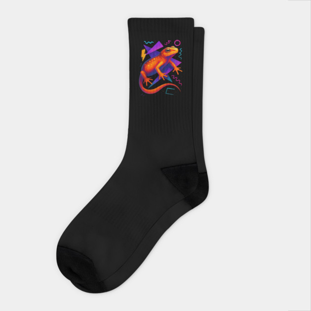 Retro Neon Red Eft Socks by Reptiq's Store