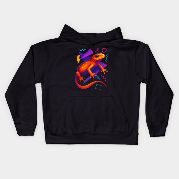 Retro Neon Red Eft Kids Hoodie by Reptiq's Store