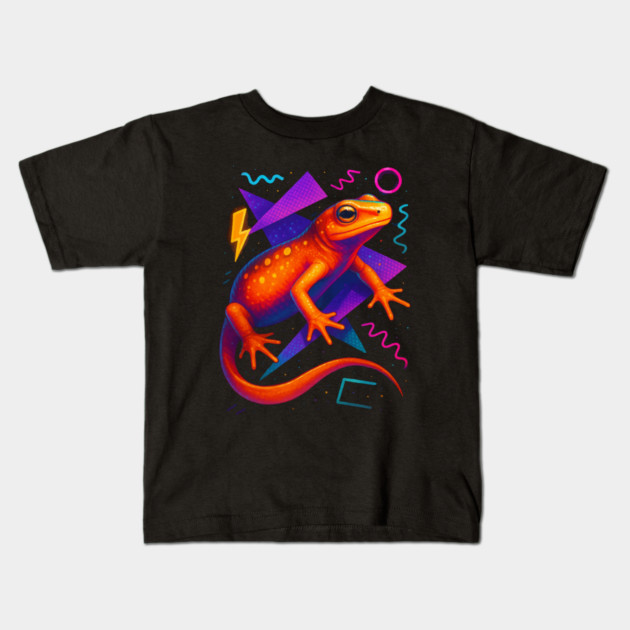 Retro Neon Red Eft Kids T-Shirt by Reptiq's Store